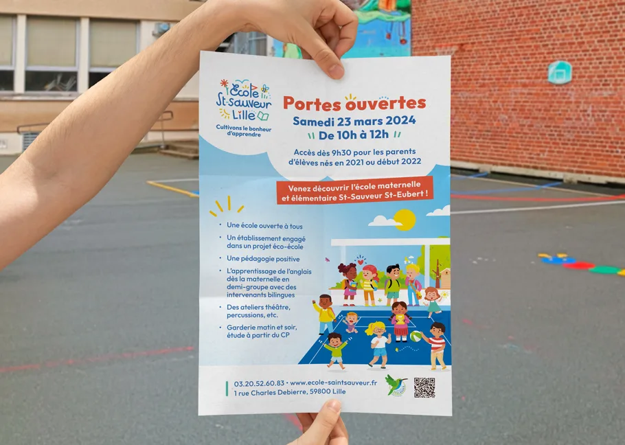 Affiche portes ouvertes de l'école Saint-Sauveur à Lille
