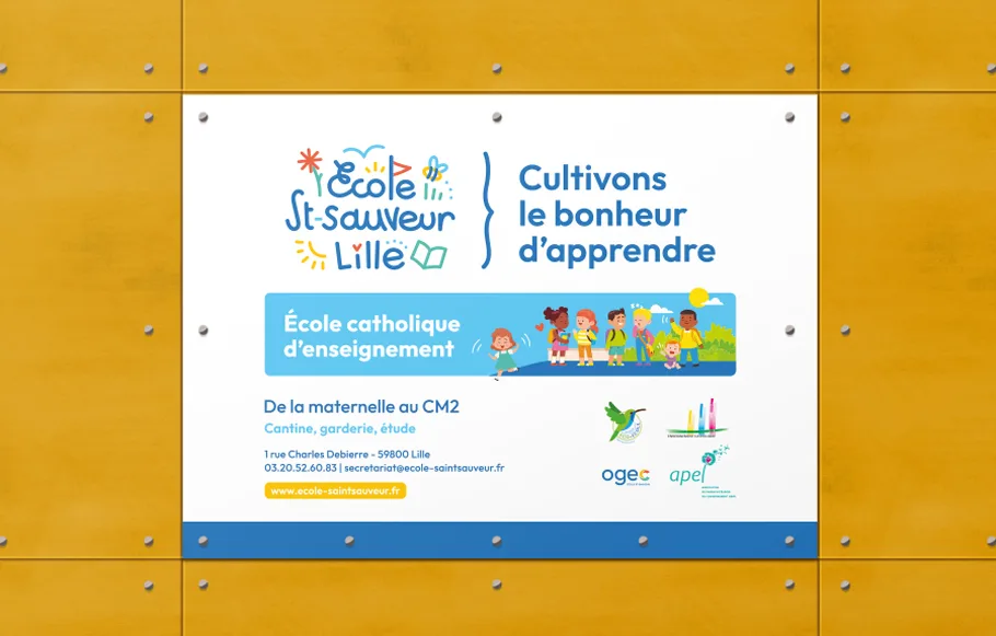 Plaque extérieure école St-Sauveur Lille