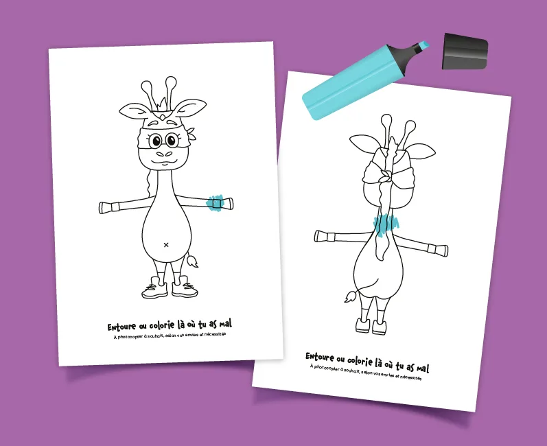 Coloriage sur la douleur chez l'enfant