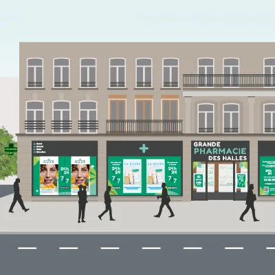 Projet graphisme vitrines pharmacie sisofficine lille